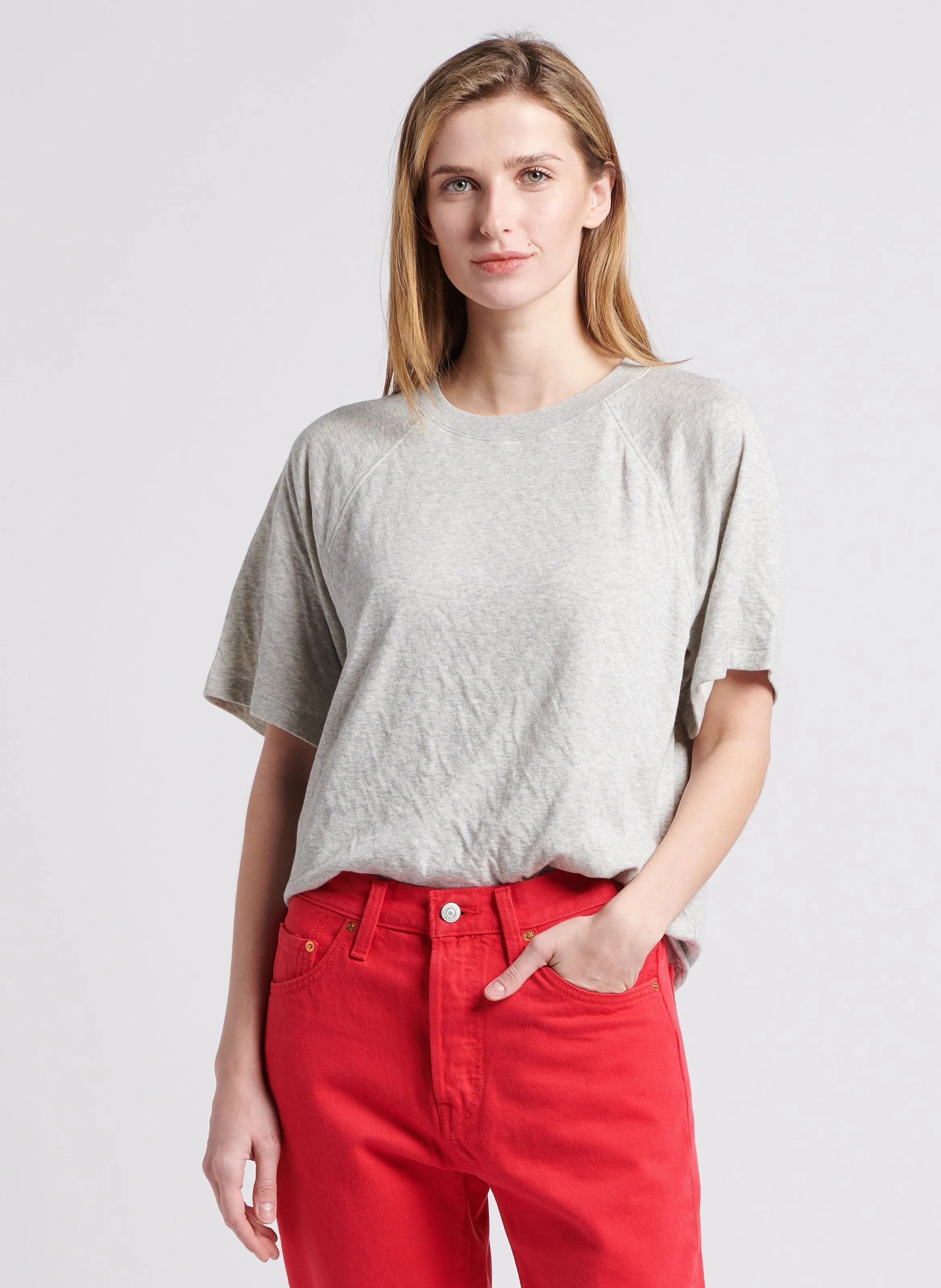 AMERICAN VINTAGE  Tee-shirt droit chiné en coton bio ruzy - Gris