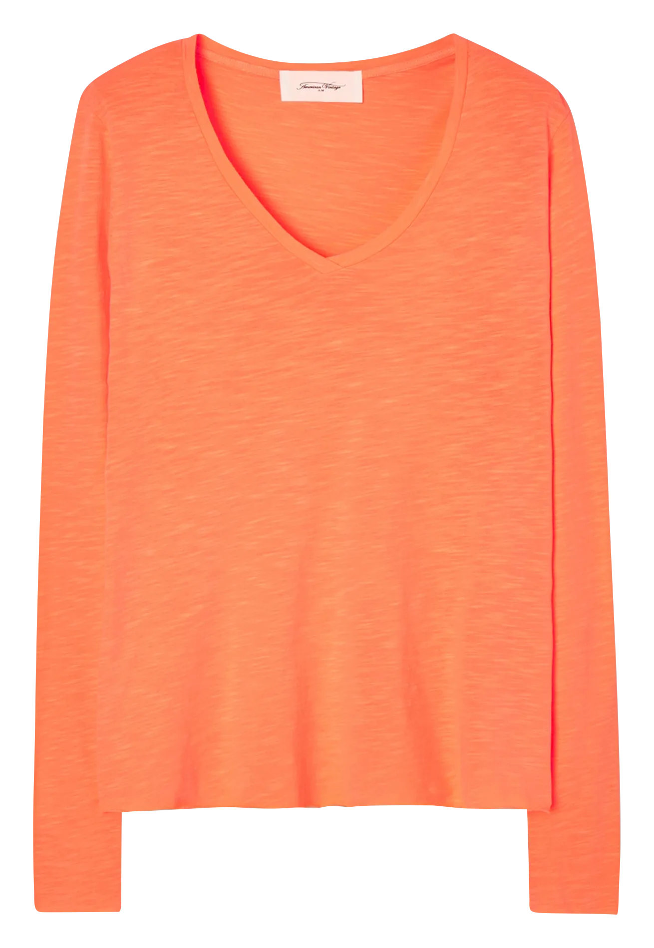 AMERICAN VINTAGE  Tee-shirt à col v en coton mélangé jacksonville - Orange