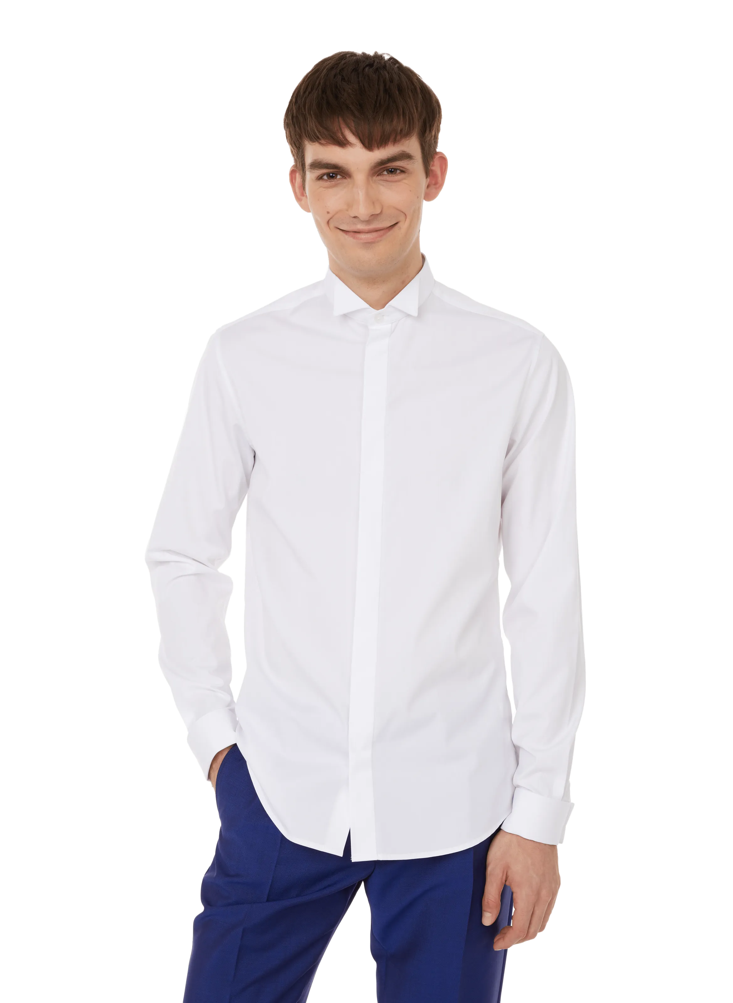 AU PRINTEMPS PARIS  Chemise slim en popeline de coton - Blanc