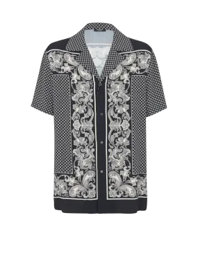 BALMAIN  Chemise imprimé paisley et mini monogramme en soie - Noir