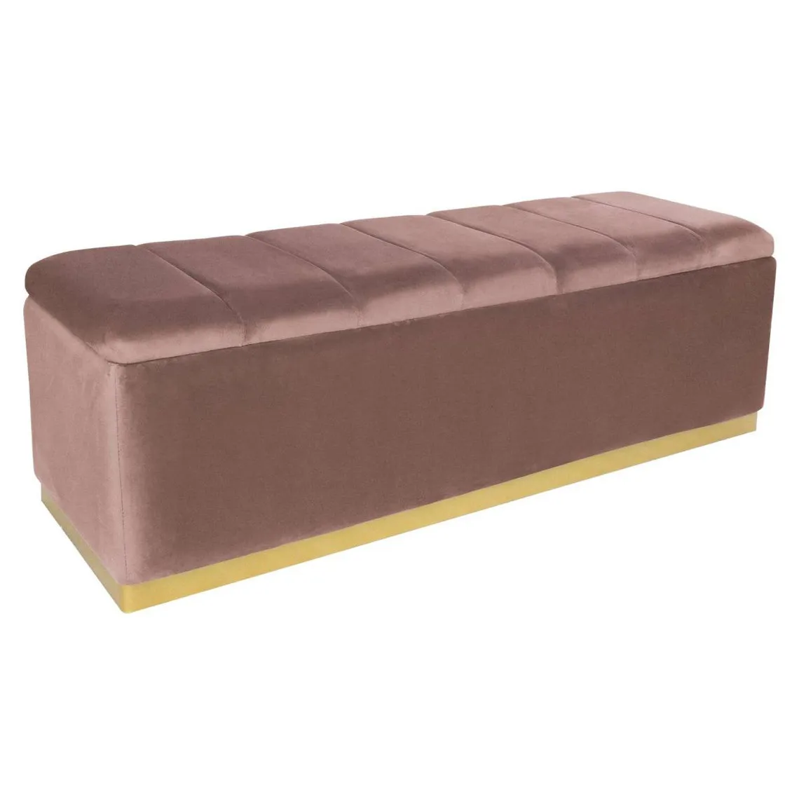 Banc coffre Alexandrie Velours Rose Pied Or | 3 Suisses