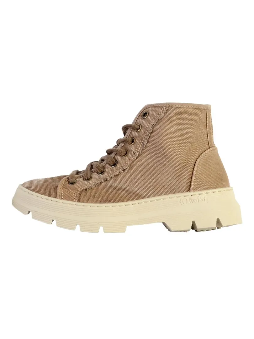 Basket Montante à Lacets Natural World Bota Enzimatica - Beige