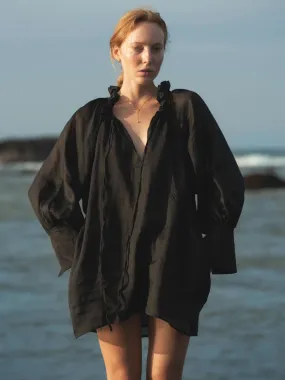 Blouse jules black en ramie LUCIEE BRAND