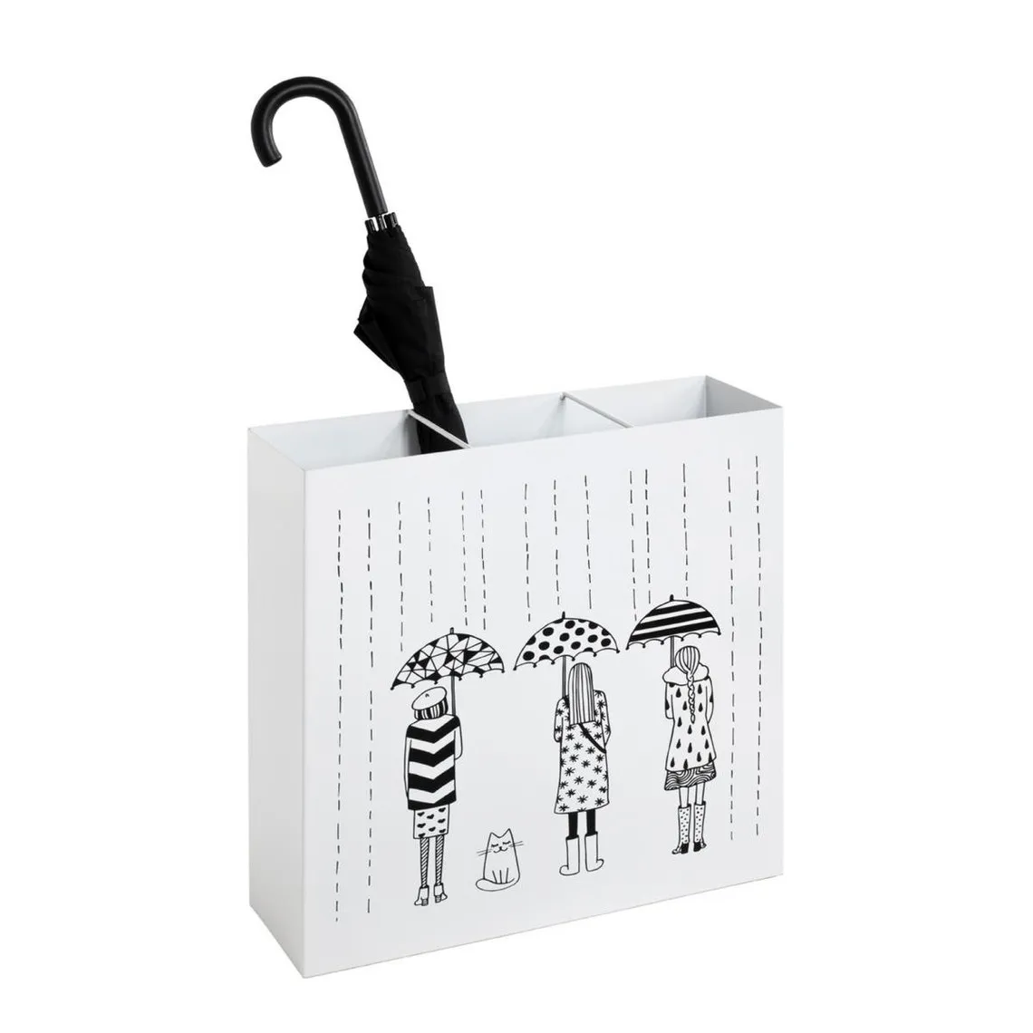 Boite de rangement parapluies blanc en métal  | 3 Suisses