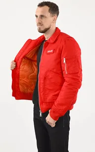 Bomber 210100 RS Red Schott - La Canadienne - Blousons Textile Rouge