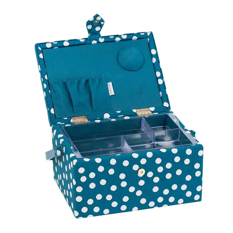 Boîte à couture pois blancs fond bleu - Henry & Henriette
