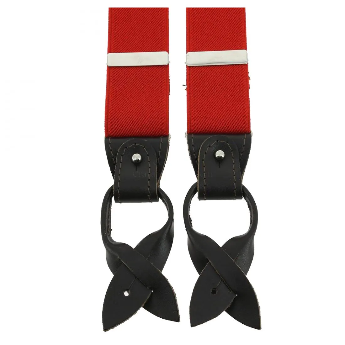 Bretelle 3 attaches Hercule, rouge cardinal. Cuir noir