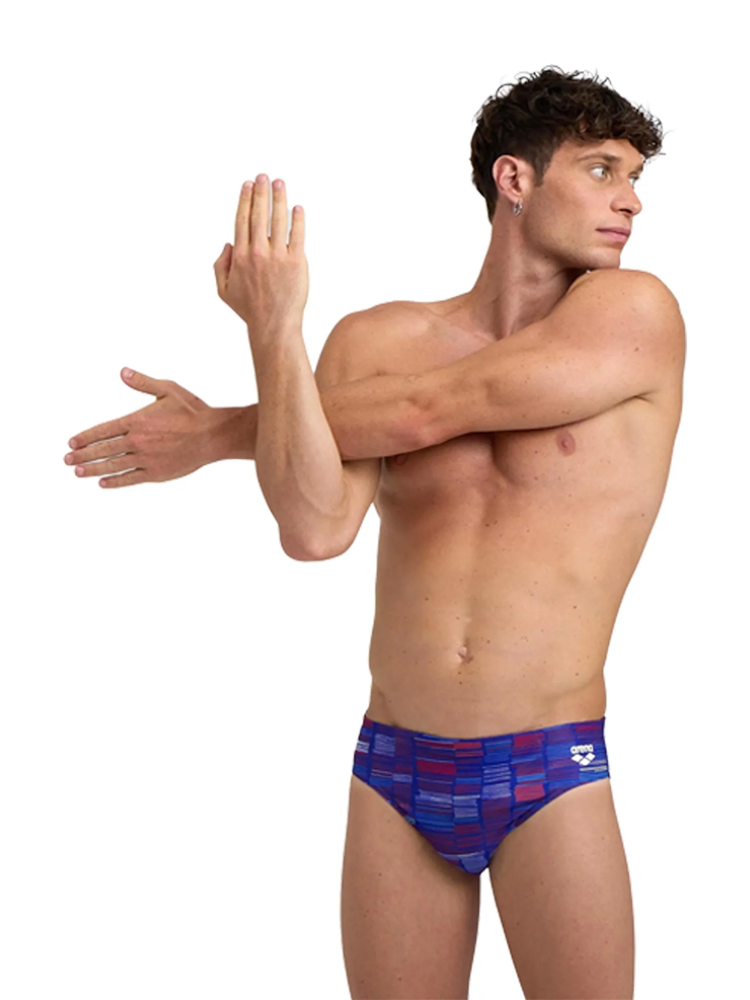 Brief de natation Slow Motion pour hommes - Bleu Neon/Multi