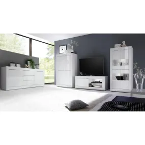 Buffet vitrine 4 portes BASIC laqué blanc brillant | 3 Suisses