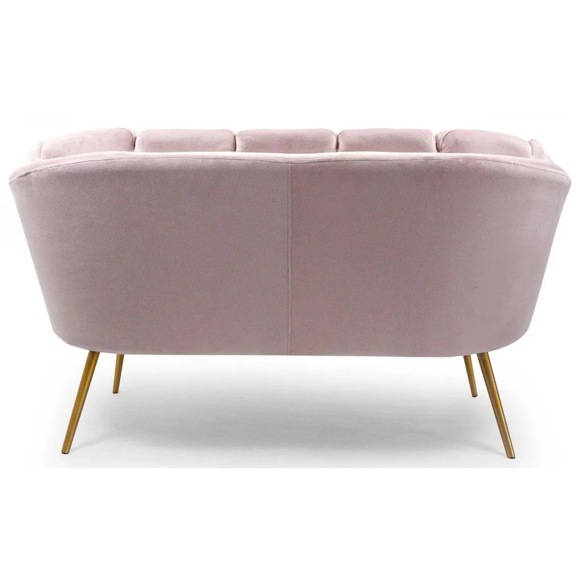 Canapé 2 places arrondi Brenda Velours Rose pieds Or | 3 Suisses