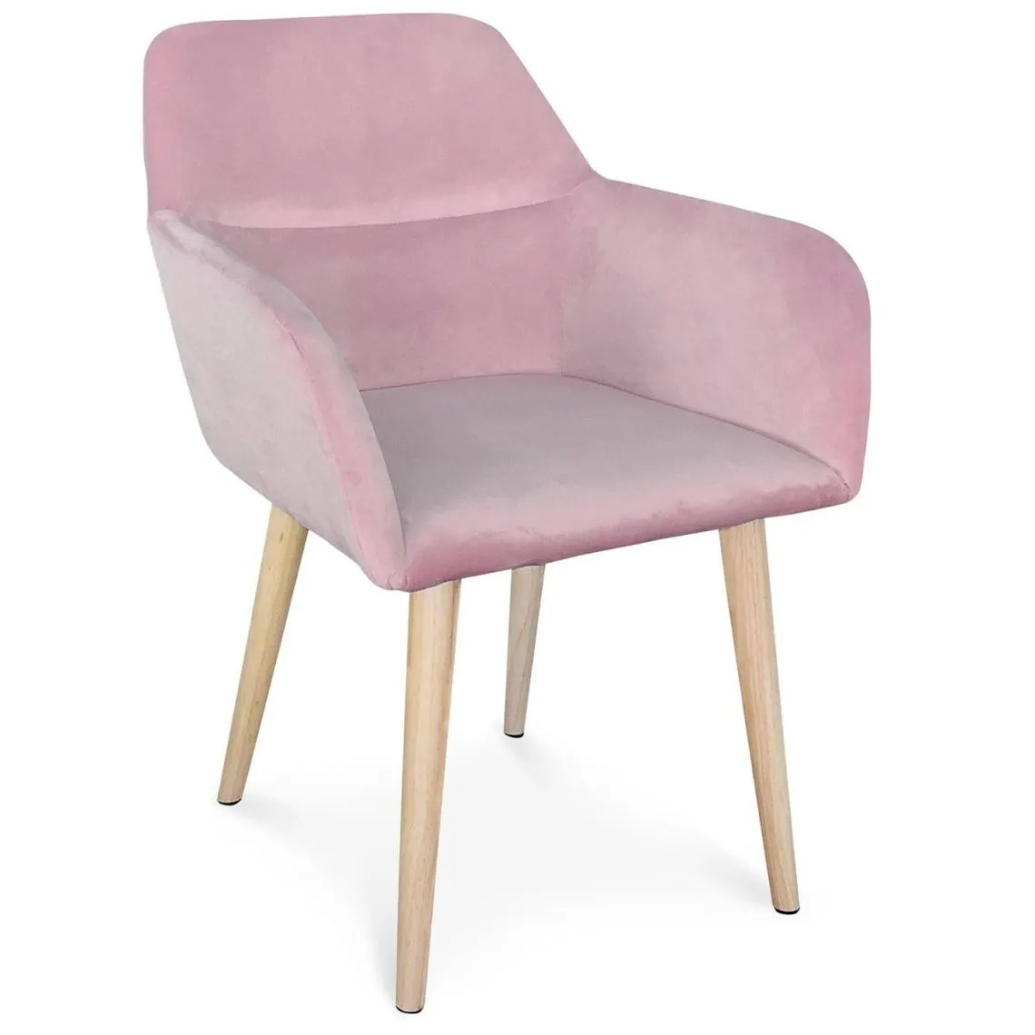 Chaise / Fauteuil scandinave Fraydo Velours Rose | 3 Suisses