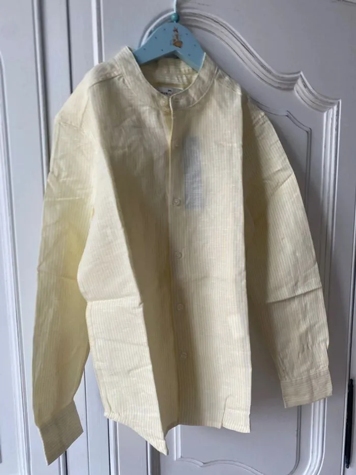Chemise col mao Cyrillus 8 ans - Neuf - à rayures jaunes - Cyrillus - Prématuré  | Beebs