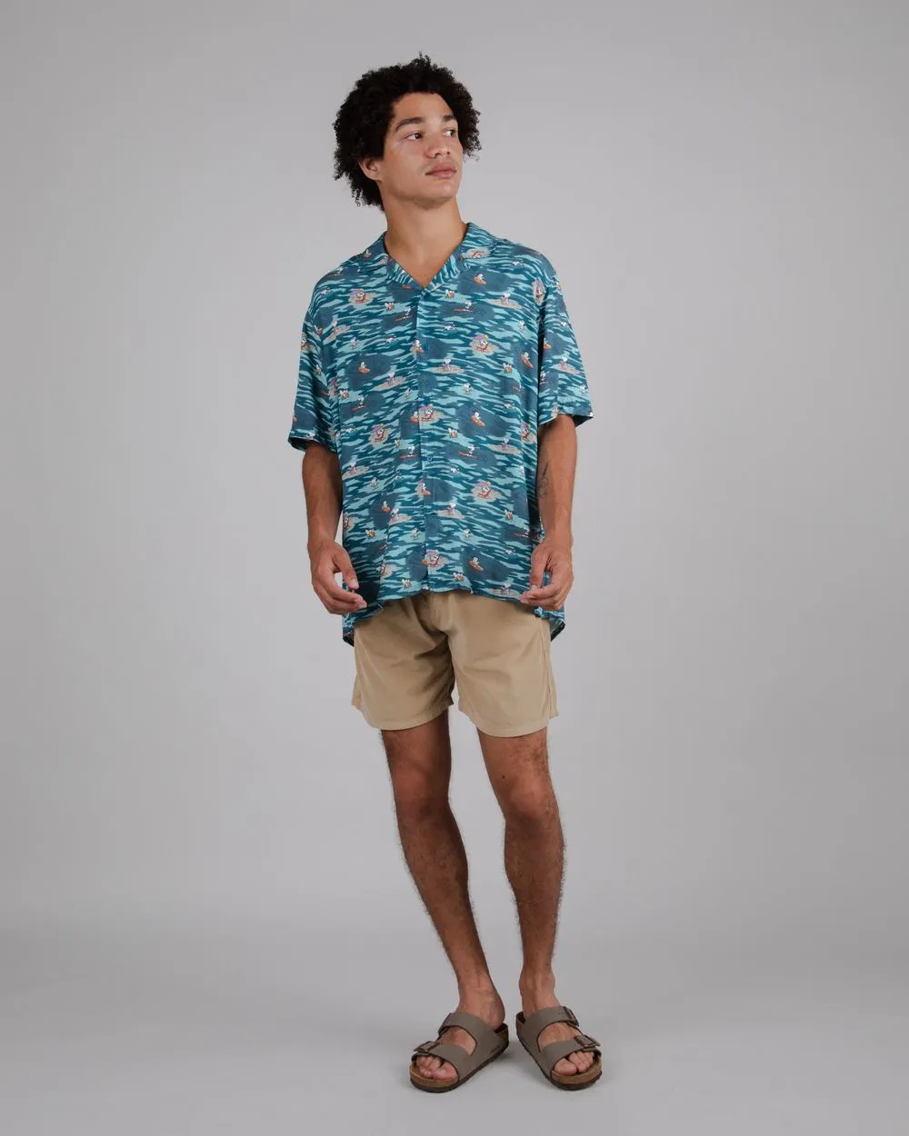 Chemisette en ecovero | multicolore "peanuts coast aloha shirt ocean blue" homme
