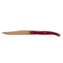 Coffret de 6 couteaux Steak Laguiole Manches rouge lame rose dorée - PRADEL