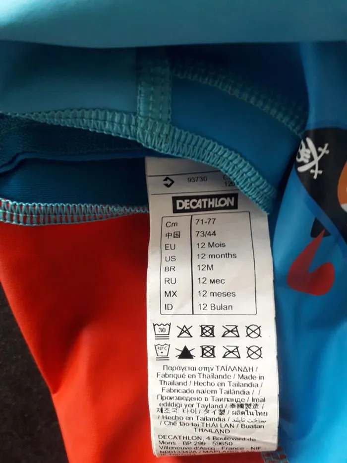 Combinaison anti uv 12 mois pirate - Decathlon - 9 mois  | Beebs
