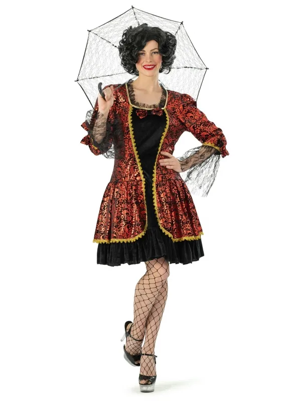 Costume Marquise Moderne Brocart Rouge et Noir