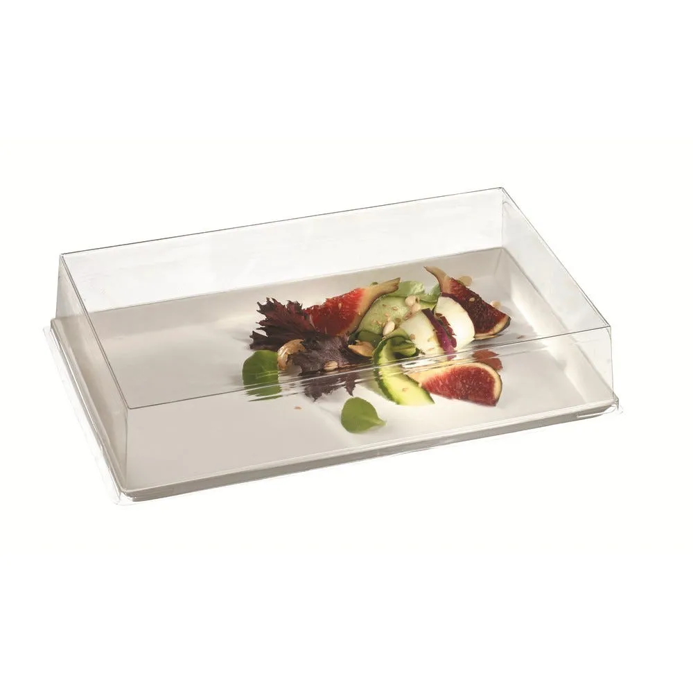 Couvercle pour plateau Quartz réf 38777 Bagasse blc 26,9x16,6x5,1cm - par 200