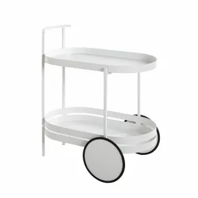 Desserte sur roulette ovale avec double plateau blanc | 3 Suisses