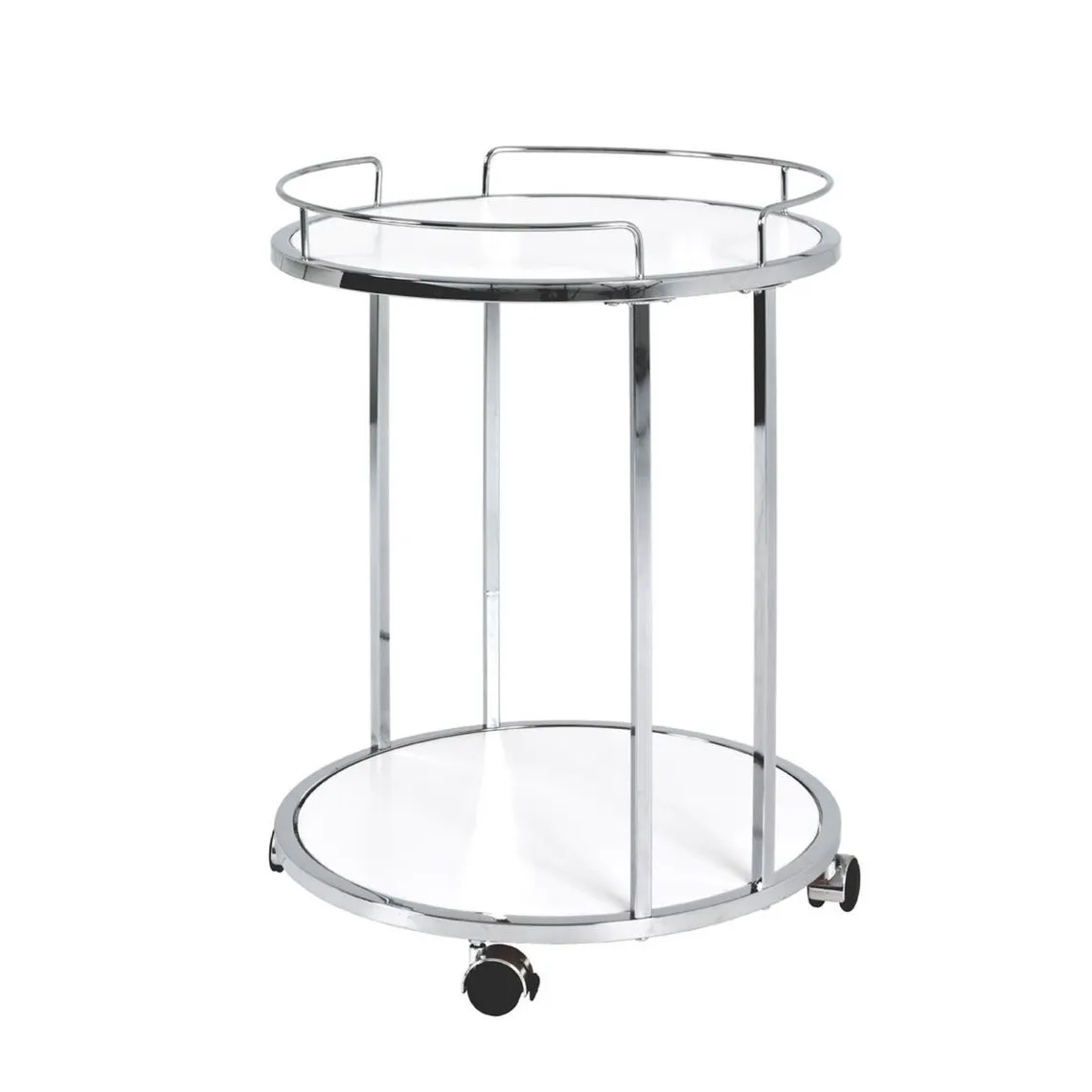 Desserte sur roulettes avec Structure chromé et plateaux en MDF décor Blanc | 3 Suisses