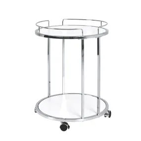Desserte sur roulettes avec Structure chromé et plateaux en MDF décor Blanc | 3 Suisses