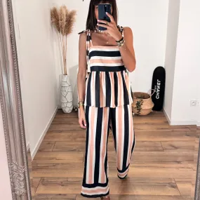ENSEMBLE RAYE NOIR ET BEIGE ELINA