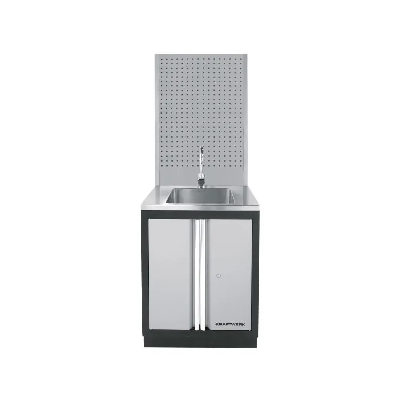 Evier en acier inox avec armoire et panneau perforé KRAFTWERK Garantie 2 An(s)