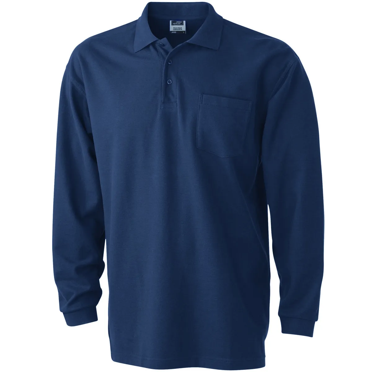 ***FIN DE SERIE 040624***  Polo manches longues poche poitrine HOMME JN029 - bleu marine 