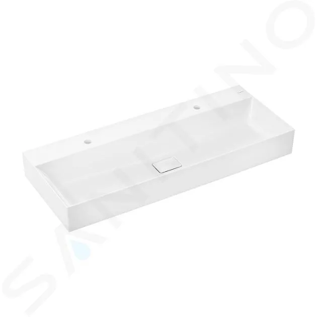 Hansgrohe Xevolos E - Lavabo 120x48 cm, sans trop-plein, 2 trous pour robinetterie, SmartClean, blanc 61104450