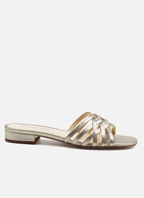 JULES & JENN  Mules plates multibrides en cuir métallisé - Doré