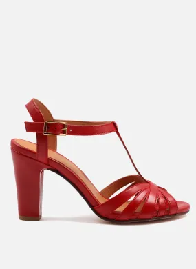 JULES & JENN  Sandales talon brides en cuir - Rouge
