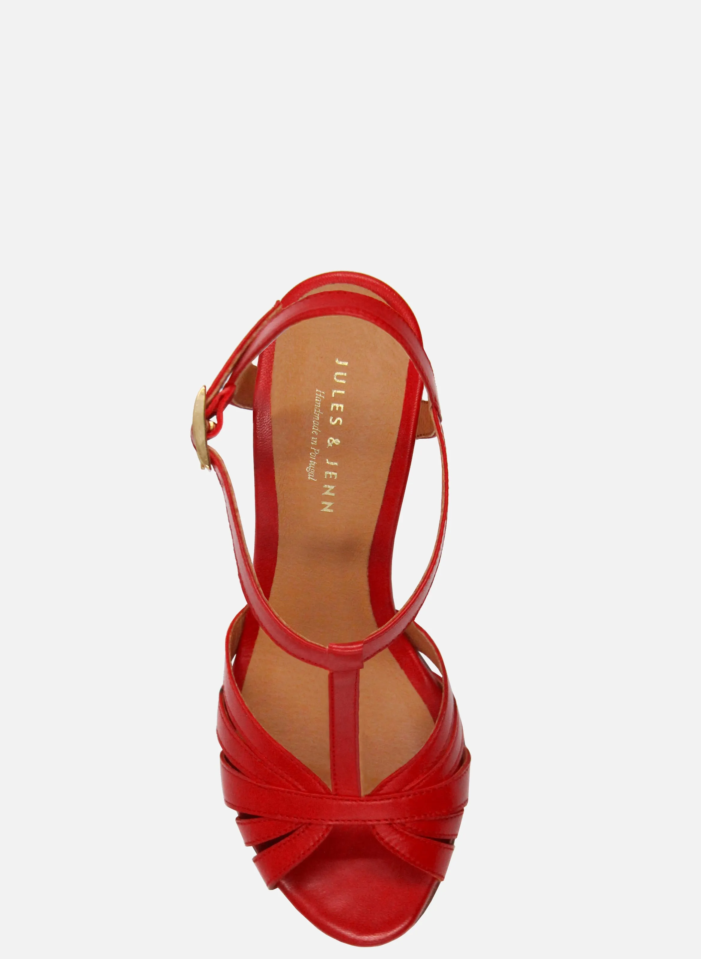 JULES & JENN  Sandales talon brides en cuir - Rouge