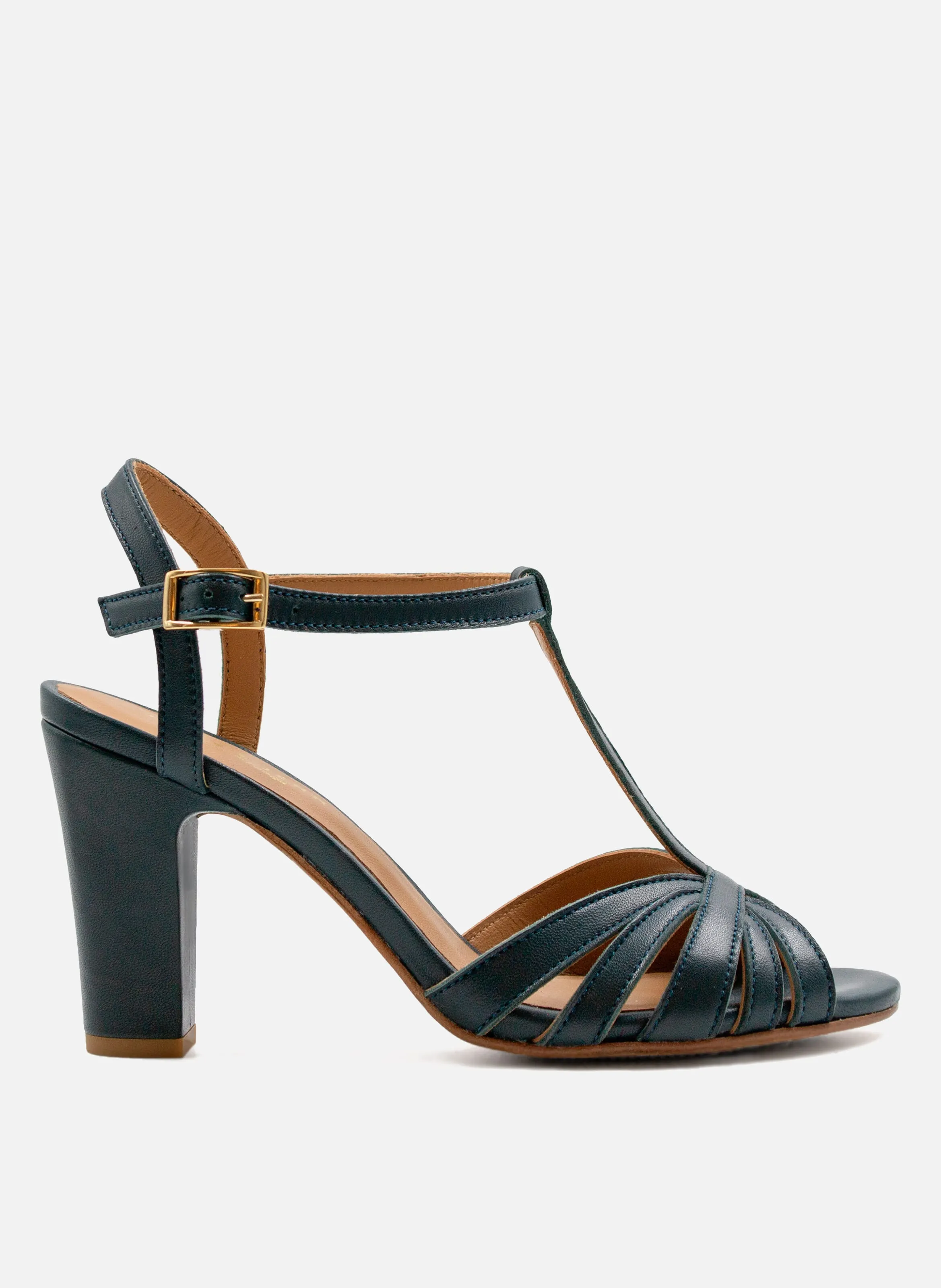 JULES & JENN  Sandales talon brides en cuir - Vert