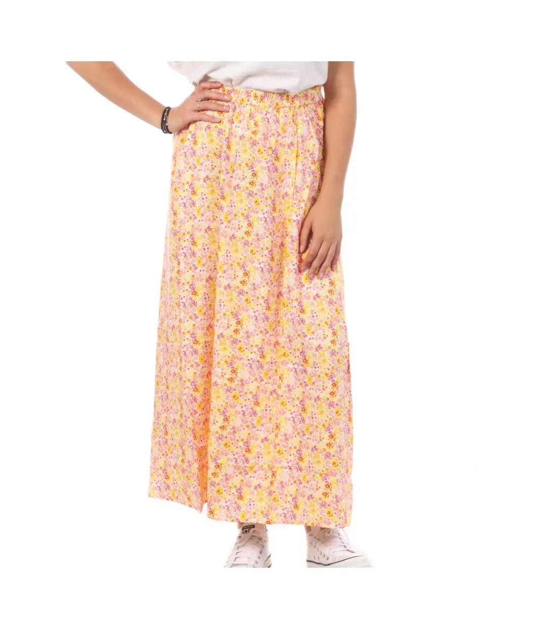 Jupe Longue Jaune/Rose Femme Vero Moda Maxi