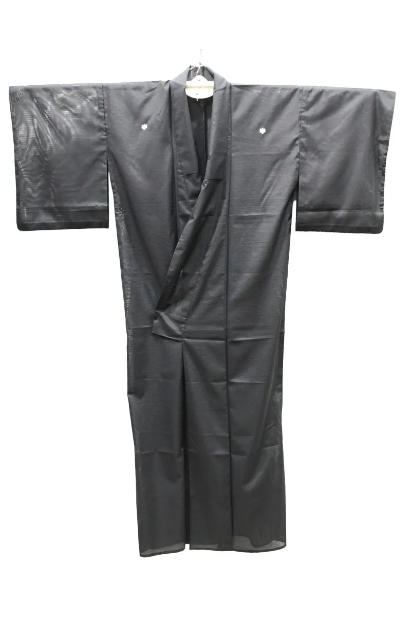 Kimono en voile de soie noir Couleur Noir