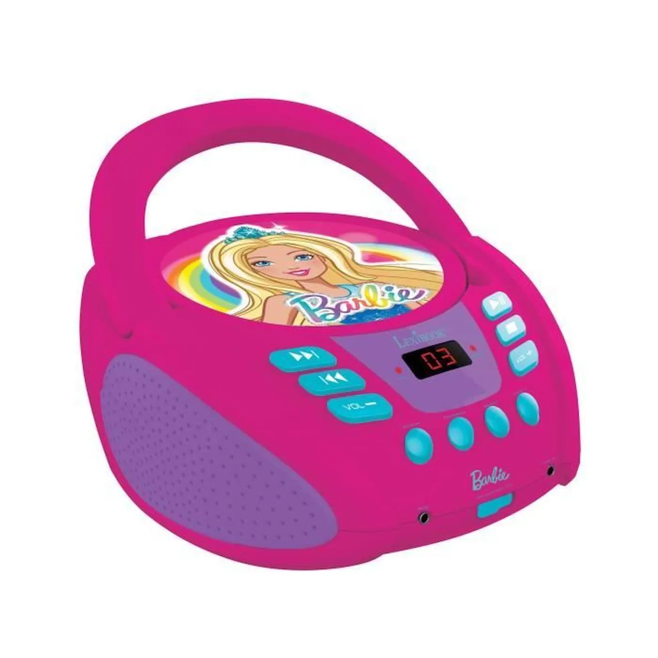 Lecteur CD portable Barbie - Lecteur CD/CD-R/CD-RW avec prise micro et scan radio F.M. rose - Lexibook
