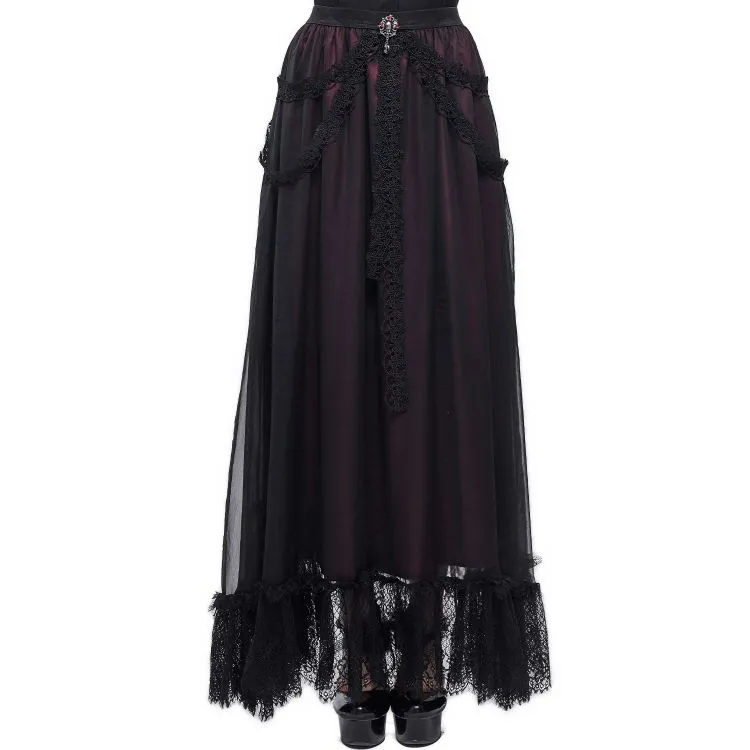 Longue Jupe 'Melisande' Bordeaux et Noire