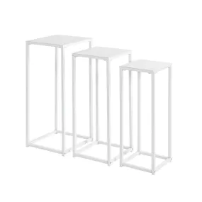 Lot de 3 porte plantes acier blanc | 3 Suisses
