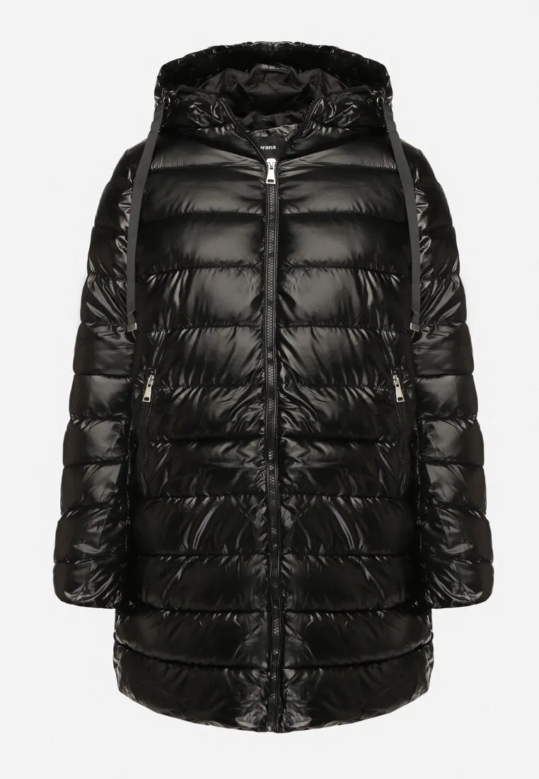 Manteau d'hiver à capuche matelassée noir