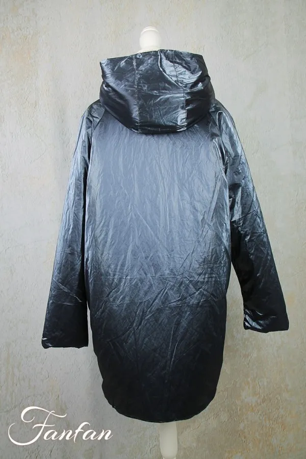 Mara Gibbucci Manteau doudoune à capuche 54-42 bleu argenté