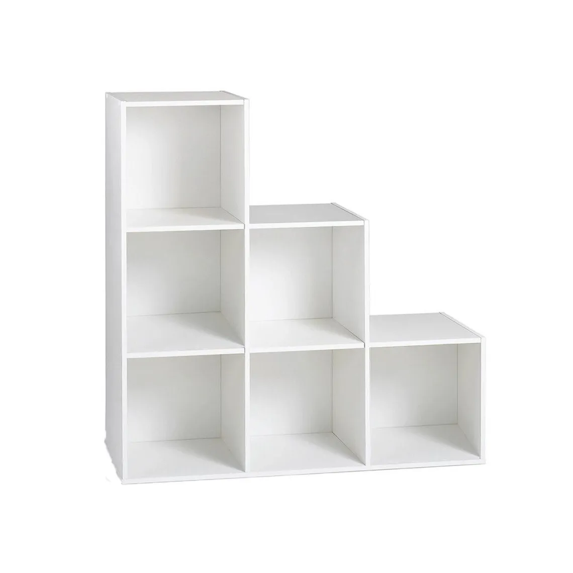 Meuble à 6 cases escalier en bois blanc | 3 Suisses