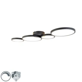 Plafonnier noir avec LED dimmable en 3 étapes 4 lumières - Lupolo