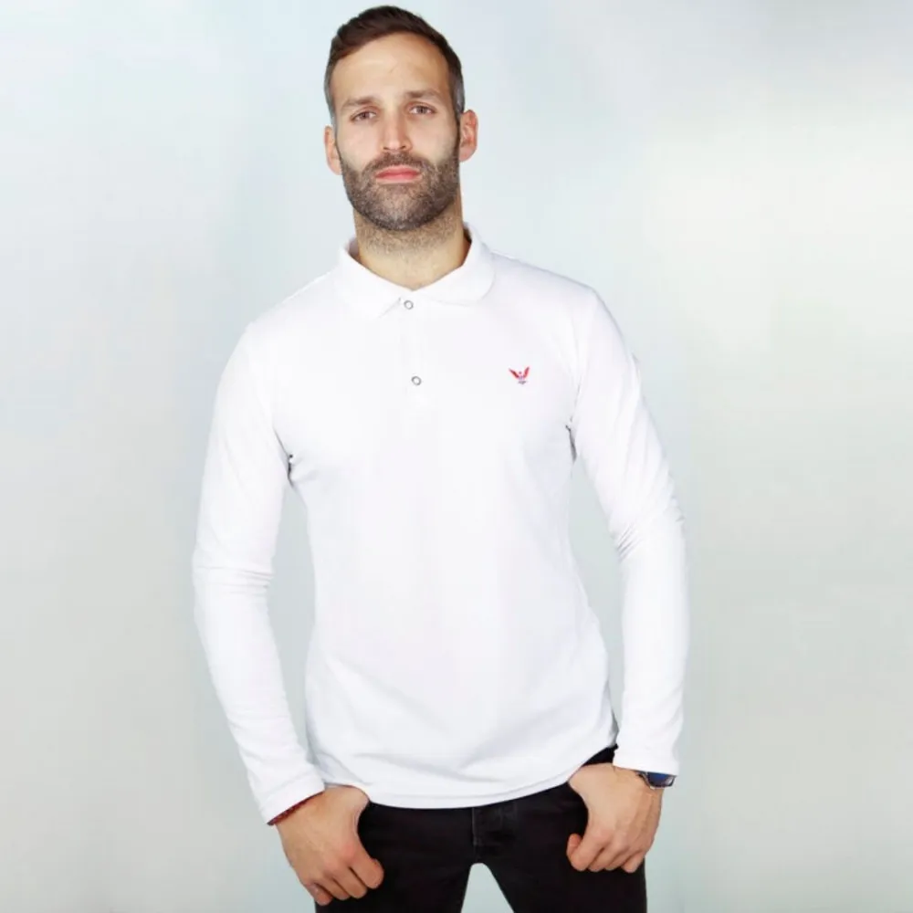 Polo BLANC homme - Manches longues