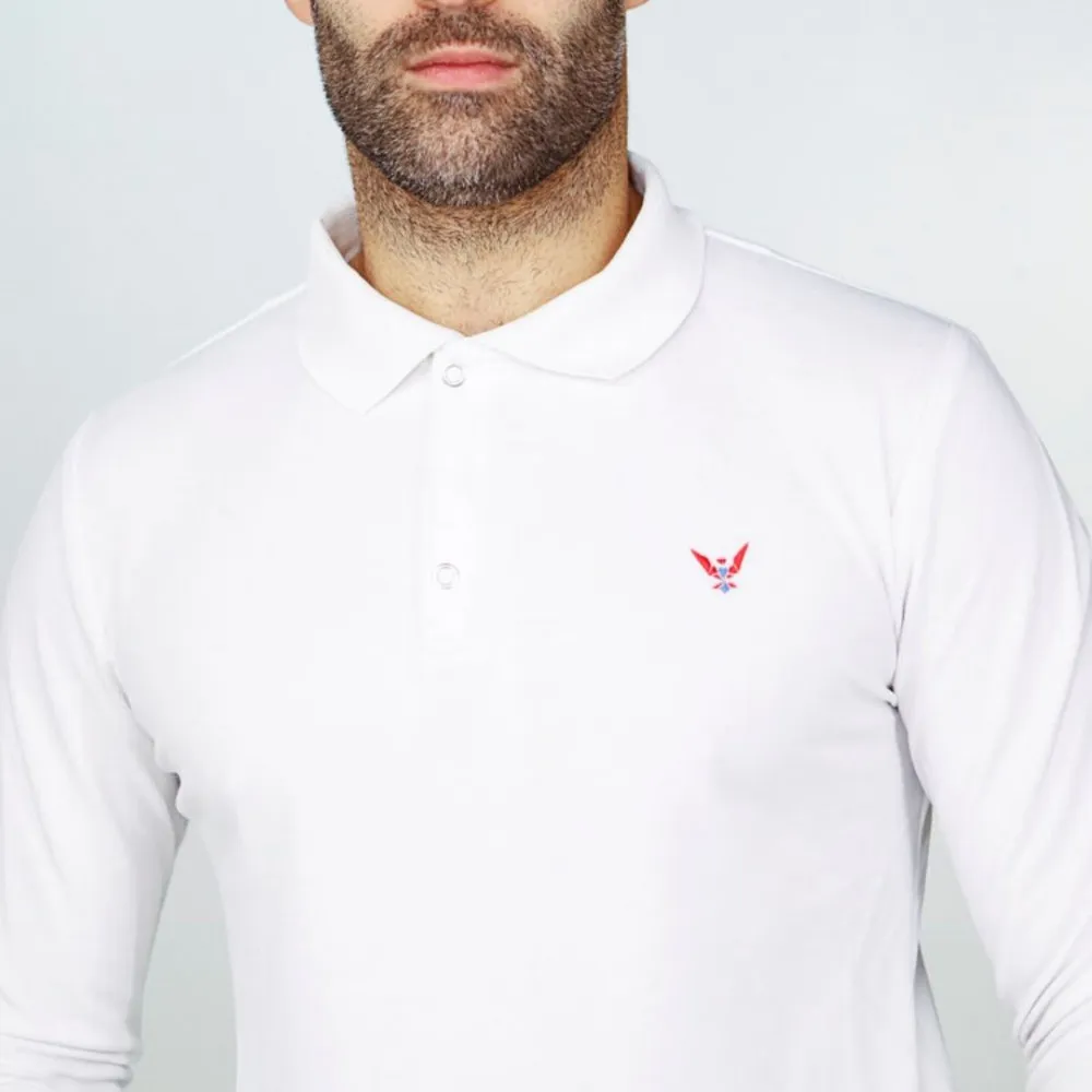 Polo BLANC homme - Manches longues