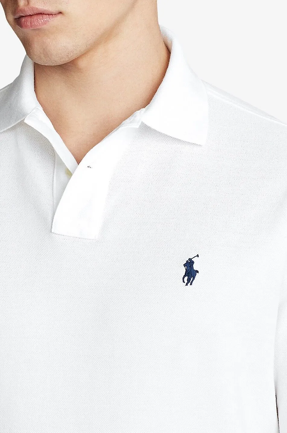 Polo à manches longues en coton piqué Pony Custom Slim Fit