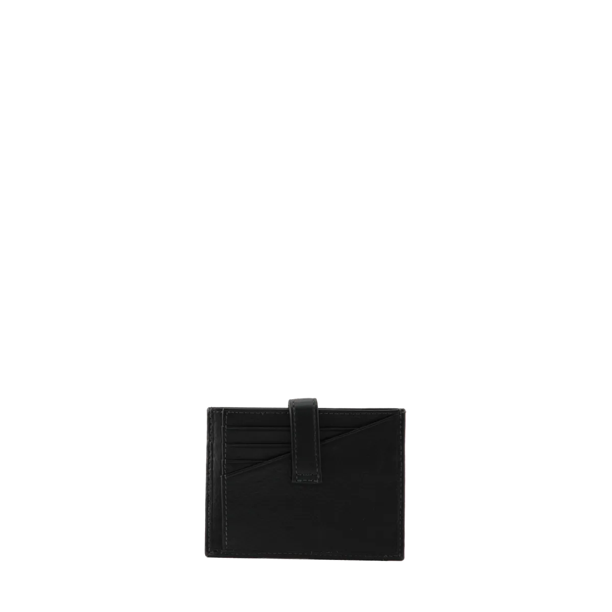 Porte-cartes noir en cuir de vachette lisse