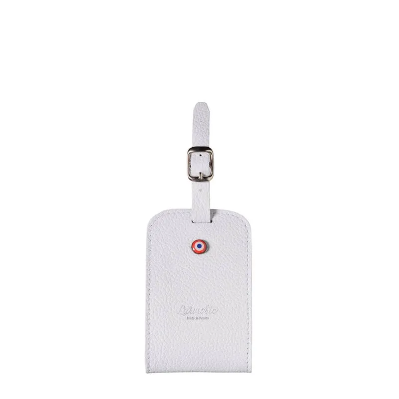 Porte-étiquette Larmorie Jules en cuir grainé Flocon Blanc - Blanc
