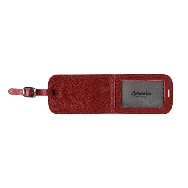 Porte-étiquette Larmorie Jules en cuir grainé Vigne Rouge - Rouge