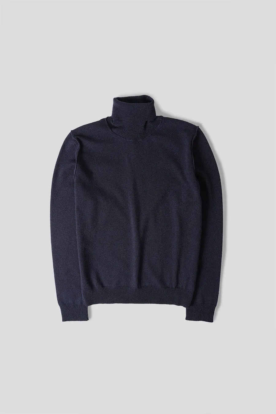 PULL  COL MONTANT EN CACHEMIRE BLEU MARINE