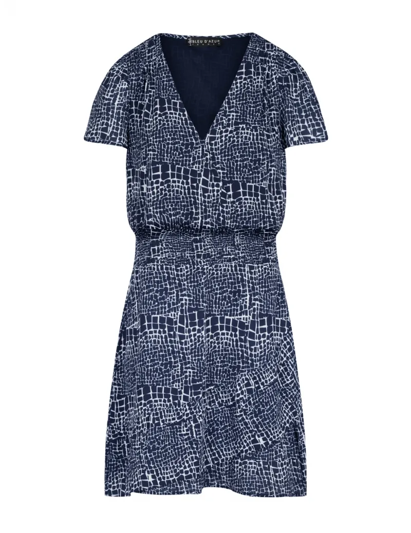 ROBE SMOCK CREPE SNAKE NOIR