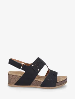 Sandales compensées à motif ajouré - Noir